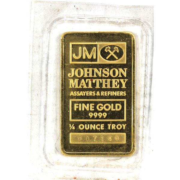 1/4oz Johnson Matthey .999 Fine Gold Bar in Mint Packaging (Tax Exempt).