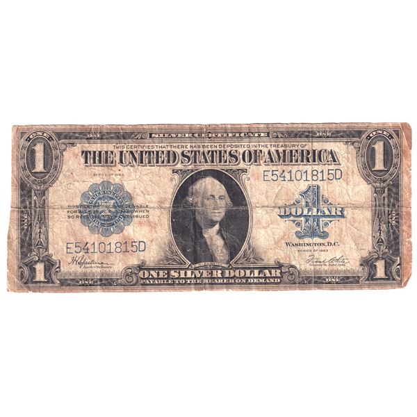 1923 USA $1 Speelman-White, Banknote in F (damaged) Condition.