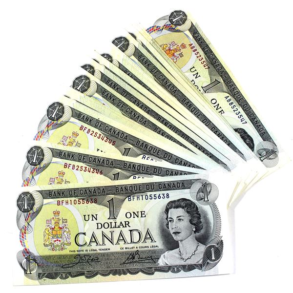 Lot of 34x 1973 Canada $1 Notes. Lot Includes: 26x Crow-Bouey & 8x Lawson-Bouey Signatures. 34pcs