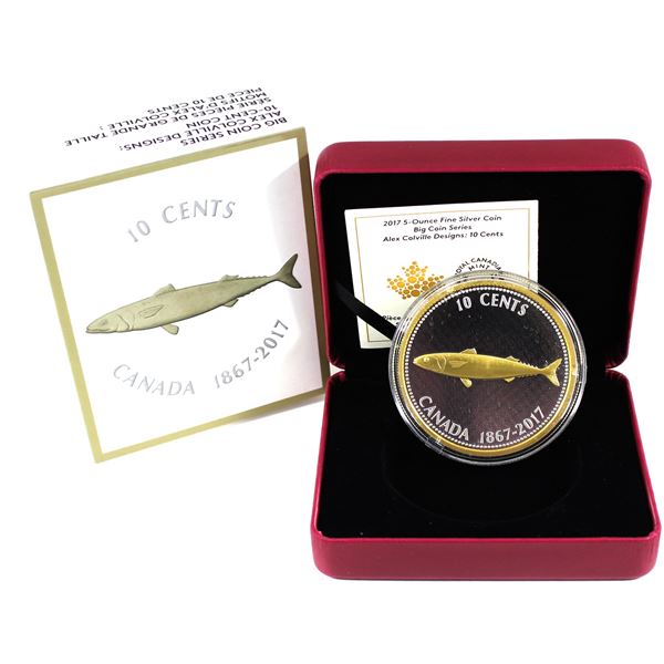 2017 Canada 10-cent Alex Colville Big Coin Series 5oz Fine Silver Coin (Tax Exempt). Comes with enca