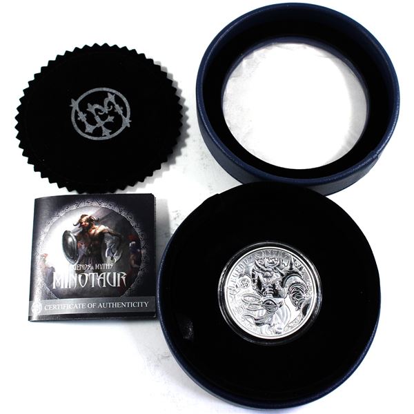 2018 Solomon Islands $5 Legends & Myths-#4-Minotaur 2oz Fine Silver Coin (Tax Exempt). Comes with en
