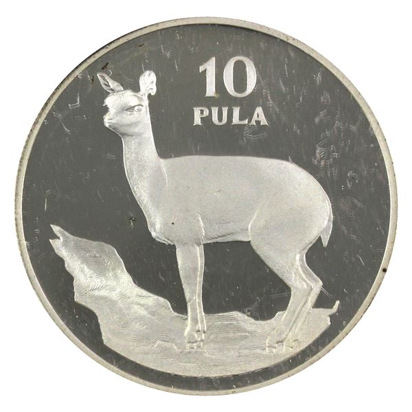 1978 Botswana 10 Pula, Klipspringer .925 Proof Silver Coin (1.04oz). Soft gold toning. Encapsuled co