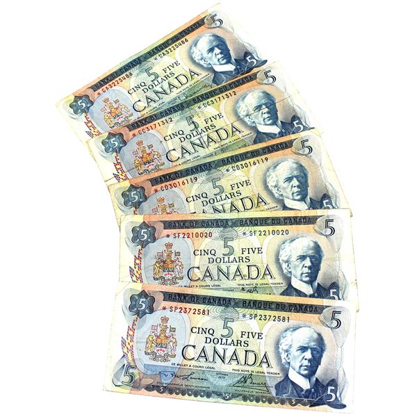 5x 1972 BC-48bA Replacement $5 Bank Notes. Lot includes the following replacements notes  BC-48bA Pr