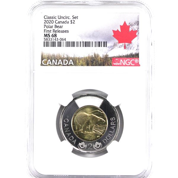 Uncirculated Set Issue, 2020 Canada $2, NGC Certified, First Releases, M2-68.