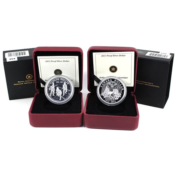 Lot of 2x 2011-2012 Canada Proof Silver Dollars. Lot Includes:  2011 Parks Canada 100th Anniversary 