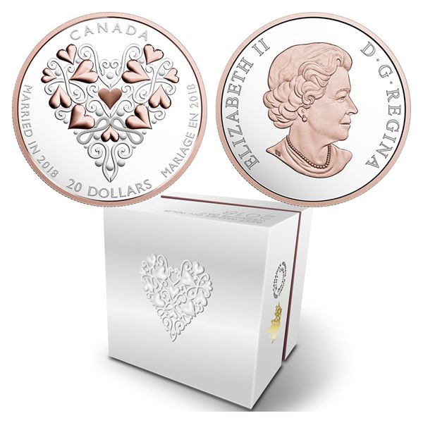 2017 Canada $20 Best Wishes On Your Wedding Day  Fine Silver (Tax Exempt). Comes with encapsuled coi