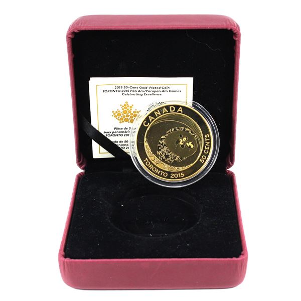 2015 Canada 50-cent Celebrating Excellence - Pan AM Games Gold-Plated. Comes with encapsuled coin, C