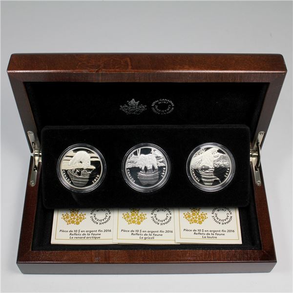 2016 The Royal Canadian Mint Reflections of Wildlife 3-coin Subscription Set Fine Silver (Tax Exempt