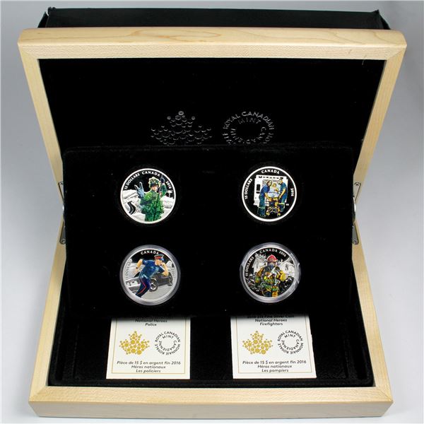 2016 The Royal Canadian Mint $15 National Heroes 4-coin Subscription Set Fine Silver (Tax Exempt). S
