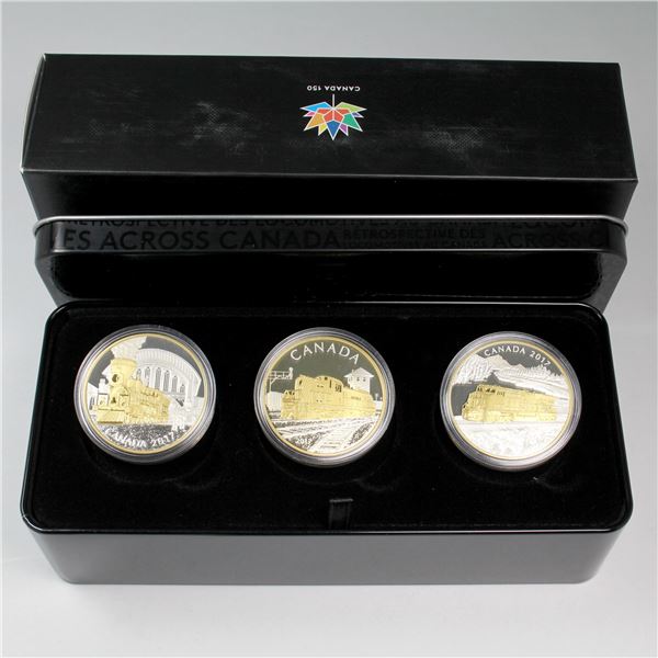 2017 The Royal Canadian Mint $20 Locomotives Across Canada 3-coin Subscription Set Fine Silver (Tax 