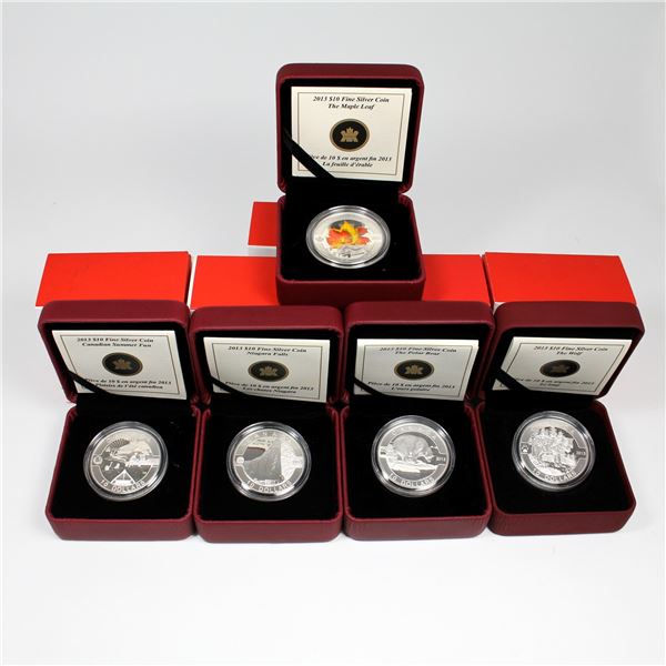 Lot of 5x 2013 Canada $10 O Canada Fine Silver Coin (Tax Exempt). Lot Includes:  #4- Polar Bear, #5-
