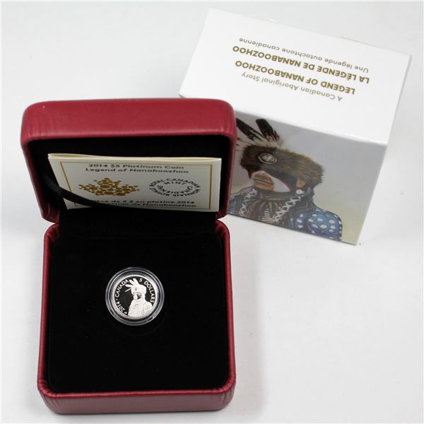 2014 Canada $5 Portrait of Nanaboozhoo Platinum Coin (Tax Exempt).Comes with encapsuled coin, COA, a