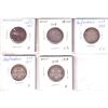 Image 1 : Lot of 5x 1865-1919 Newfoundland 20-cent Coins in Fine toVG Condition. 5pcs.