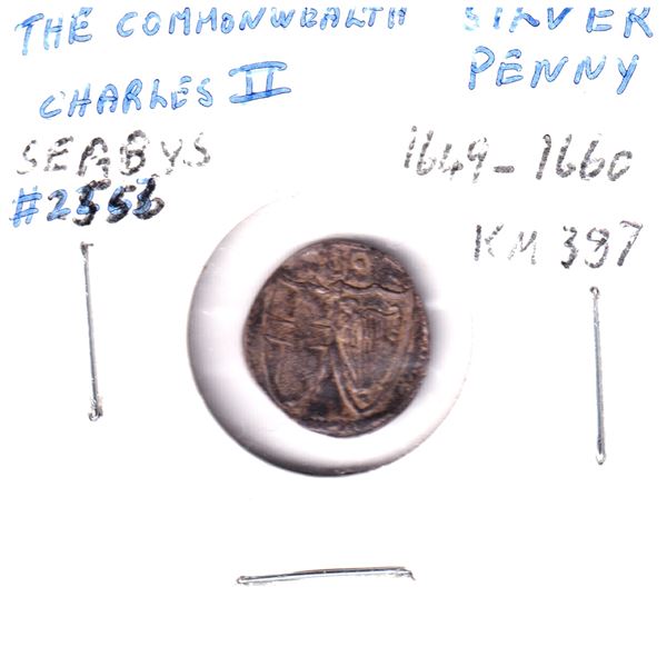 1649-1660 Great Britain-The Commonwealth Silver Penny. Appx .48g