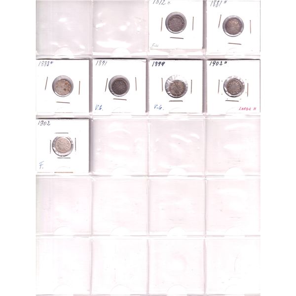 Lot of 23x 1872-1920 Canada Silver 5-cent Collection in Fine to VG Condition. 23pcs.