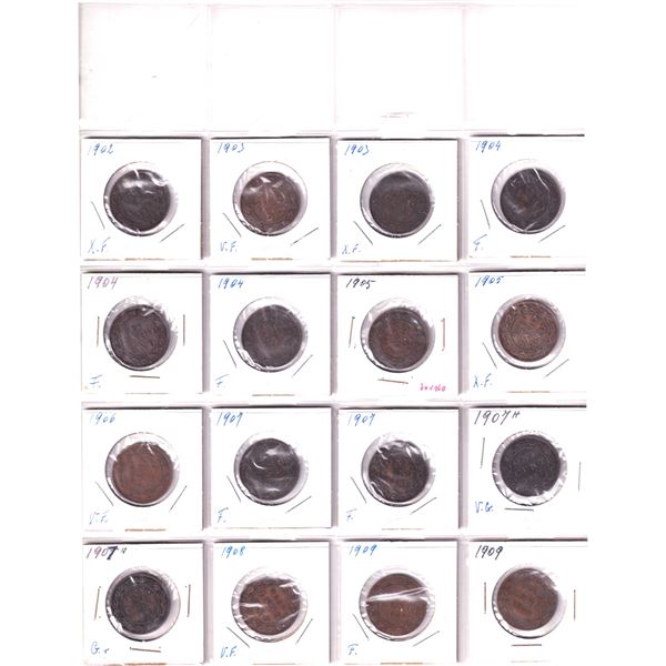Lot of 38x 1902-1920 Canada 1-cent Large Cent Collection in Good to VF Condition. 38pcs.