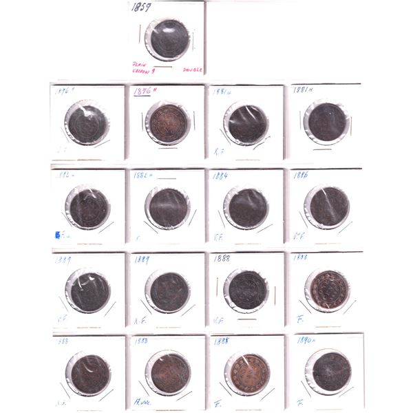 Lot of 27x 1859-1900 Canada 1-cent Large Cent Collection in VG-VF Condition. 27pcs.