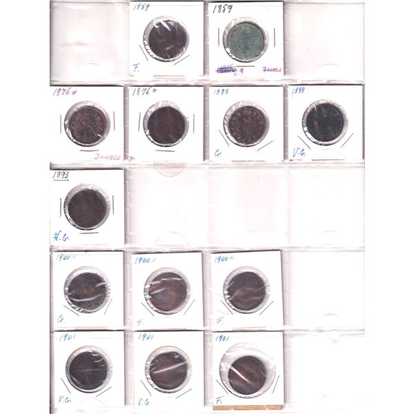 Lot of 46x 1859-1920 Canada 1-cent Large Cent Collection in Good to VF Condition. 46pcs.