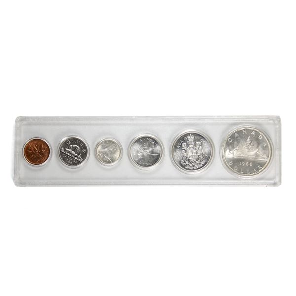 1966 Canada 6-Coin Year Set. Comes in clear snap-lock case.