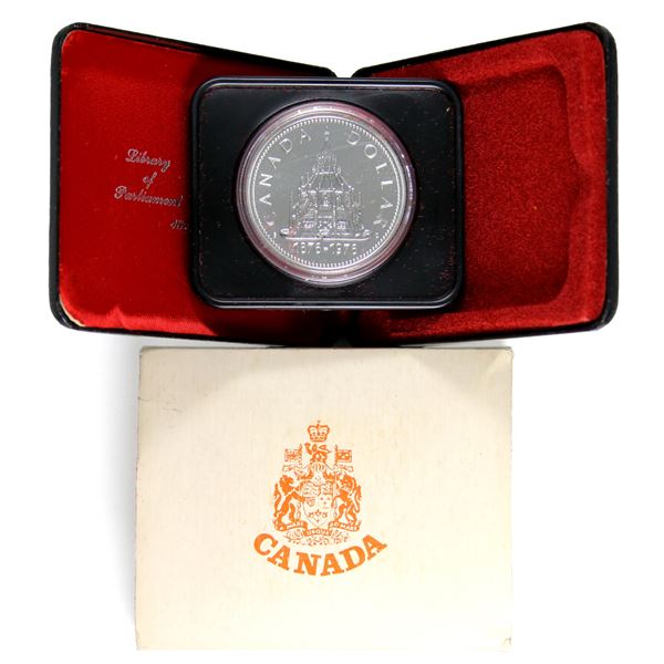 1976 Canada Uncircualted Silver Dollar commemorating 100th anniv. Parliamentary Library.