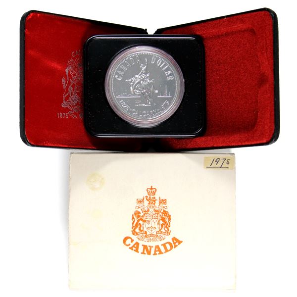 1975 Canada Uncirculated Silver Dollar commemorating 100 Years of The Calgary Stampede.