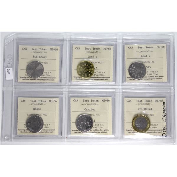6x 2018 Canada ND Test Tokens ICCS Certified MS-65/66. 6pcs