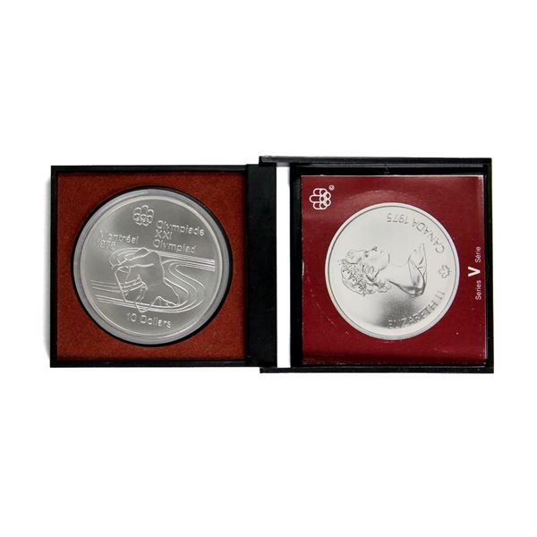 1975 Canada $10 Montreal Olympics "The Paddler"  Sterling silver coin.