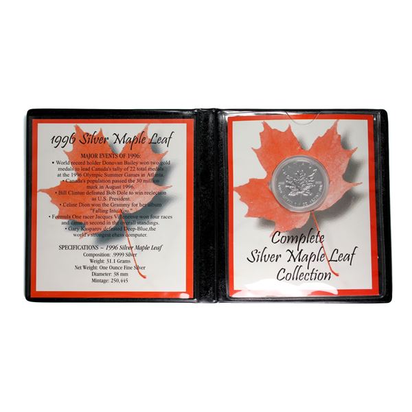 1996 Canada $5 1oz. Silver Maple Leaf issued by the First Commemorative Mint (Tax Exempt)