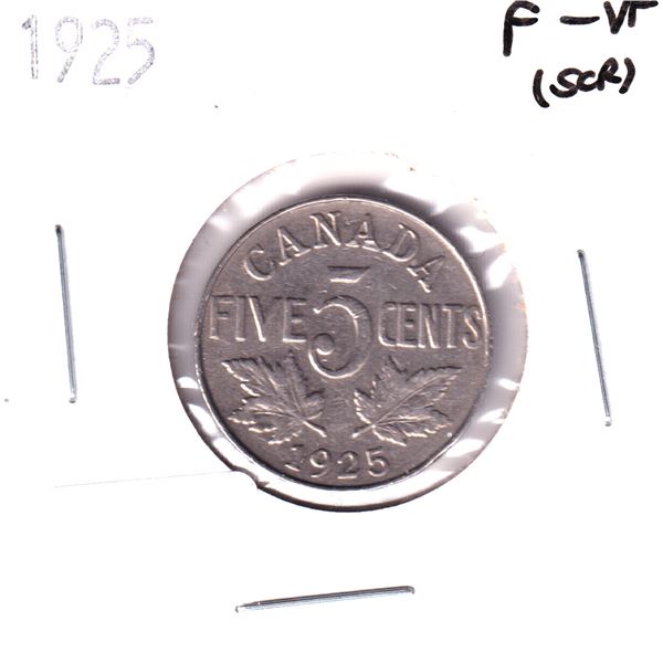 1925 Canada 5-cent F-VF (scr).