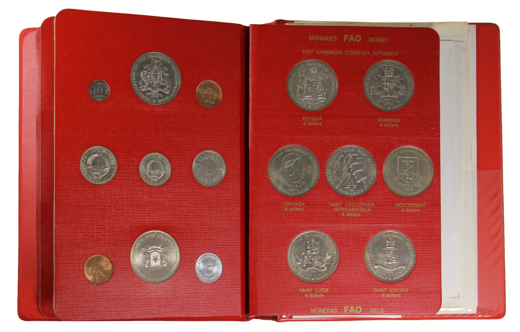 19681970 FAO Coin Album With 52 Coins Includes 3 silver coins and 8