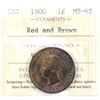 1-cent 1900 ICCS Certified MS62 Red & Brown! *scarce Variety*