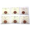 1-cent 1950, 1953 NSF, 1955 SF, 1957, 1958 & 1959 ICCS Certified MS65 Red. 6pcs
