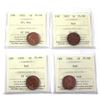 1-cent 1955 SF, 1957, 1959 & 1960 ICCS Certified PL66 Red. 4pcs