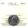5-cent 1925 ICCS Certified MS-60 *KEY DATE* Coin exhibits eye appeal of a higher mint state grade! W