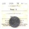 5-cent 1926 Near 6 ICCS Certified AU50.