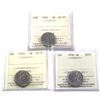 5-cent 1932, 1933 & 1936 ICCS Certified AU55. 3pcs