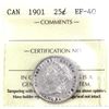 Image 1 : 25-cent 1901 ICCS Certified EF40. Last year Queen Victoria Issue.