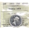 25-cent  1955 Double 1955 ICCS Certified AU55. Rare Variety