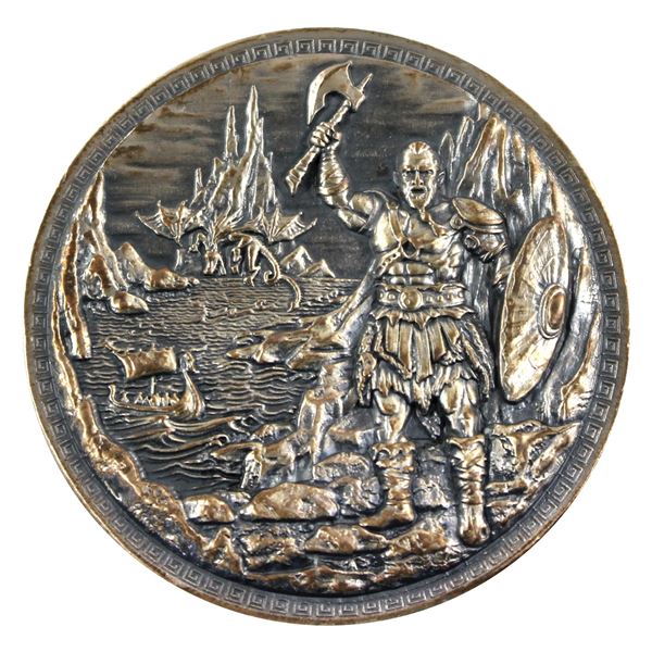 Monarch Precious Metals 5oz Baby Dragon VS Vikings .999 Fine Silver Antiqued Round. (Tax Exempt)