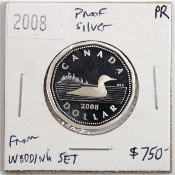 2008 Canada Proof Silver Loon Dollar from Wedding Proof Set.