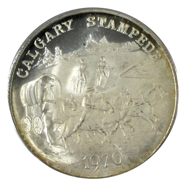 Scarce! 1970 Alberta Calgary Stampede .999 Fine Silver Medallion. 39mm diameter (Tax Exempt)