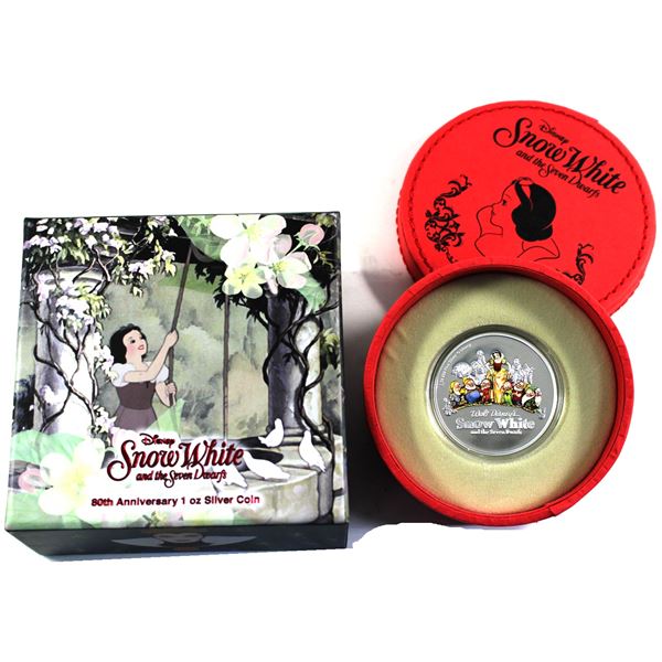 2017 Niue $2 80th Anniv. of Snow White and the Seven Dwarfs Fine Silver Coloured Coin. (Tax Exempt)