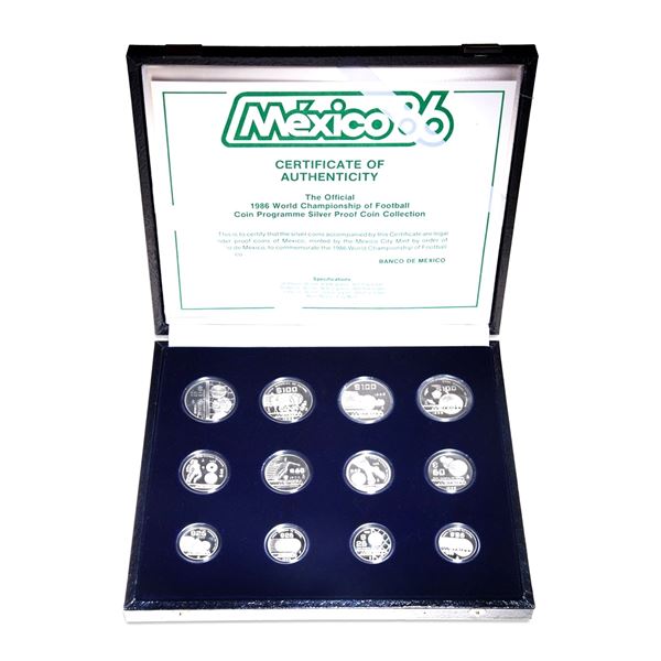 1986 Mexico Official World Championship of Football 12-coin Sterling Silver Collection.