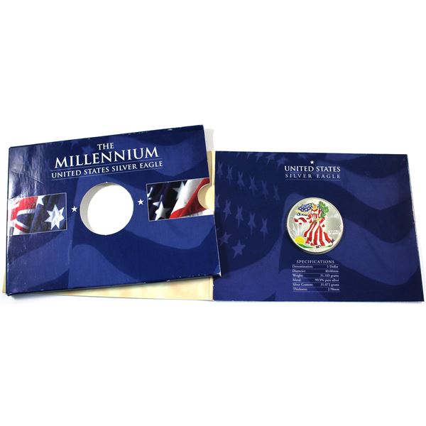2000 USA  Millennium 1oz Coloured Fine Silver Eagle. Coloured by the Perth Mint in Australia.