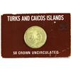 Image 3 : 1976 Turks and Caicos  50 Crown Uncirculated .500 Gold Coin. Contains 0.1oz of fine gold.