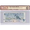Image 1 : BC-56a-i 1986 Canada $5, Crow-Bouey, Blue BPN, Changeover, EOH, BCS Certified UNC-60 Original