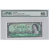 Image 1 : BC-37b-i 1954 Canada $1, Beattie-Rasminsky, BABN, SN: H/M9355310, PMG Certified Gem UNC EPQ