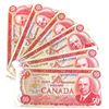 Image 1 : Lot of 6x 1975 Canada $50 Notes.   Lot Includes: 2x Lawson-Bouey; & 6x Crow-Bouey