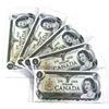 Image 1 : Lot of 5x 1973 Canada $1, Crow-Bouey, Sequential Banknotes. Includes 1x RADAR note! 5pcs.