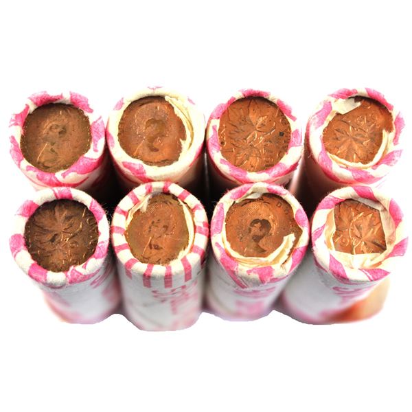 Lot of 8x 1979 Canada 1-cent  Original Rolls. Some double headed.